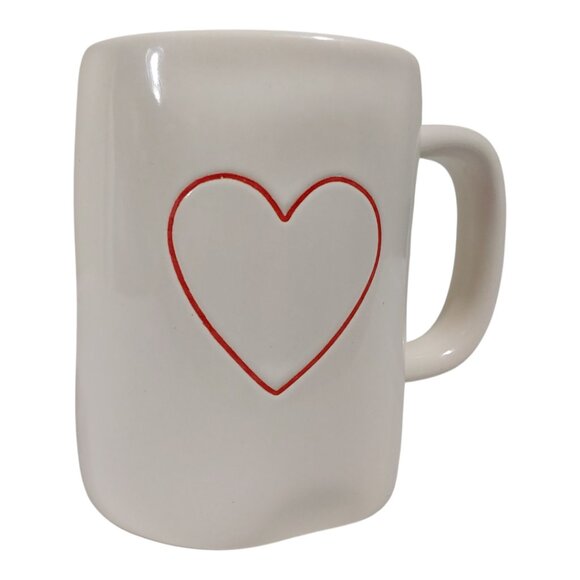 Rae Dunn Valentine's Day Two Hearts Large White Mug Red Interior - Perfect Cond - Picture 1 of 7